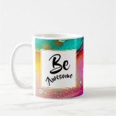 Mug Awesome rose et turquoise Aquarelle Abstraite (Gauche)