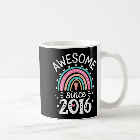 Mug Awesome Since 2016 9th Birthday Rainbow Born In 20 (Droite)