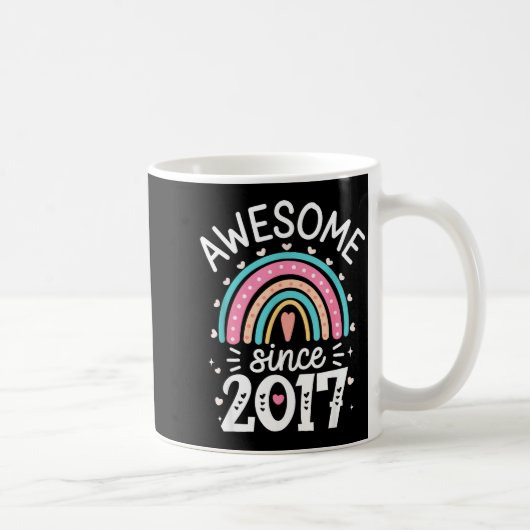Mug Awesome Since 2017 8th Birthday Rainbow Born In 20 (Droite)