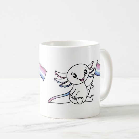 Mug Axolotl mignon avec drapeau de fierté bigender LGB (Devant droit)