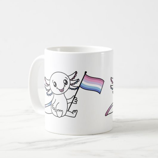 Mug Axolotl mignon avec drapeau de fierté bigender LGB (Devant gauche)