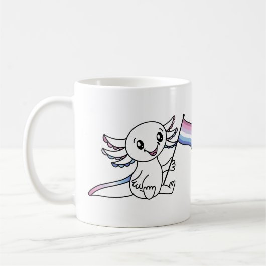 Mug Axolotl mignon avec drapeau de fierté bigender LGB (Gauche)
