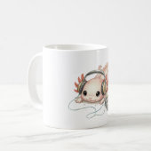 Mug Axolotl Mignon avec Écouteurs (Devant gauche)