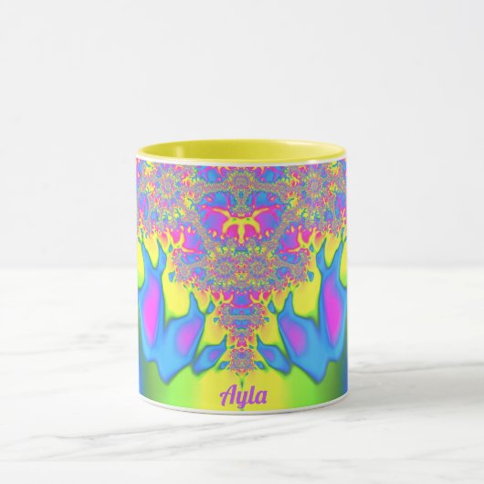 Mug AYLA ~ Zany 3D Fractal ~ Joli multicolore (Centre)
