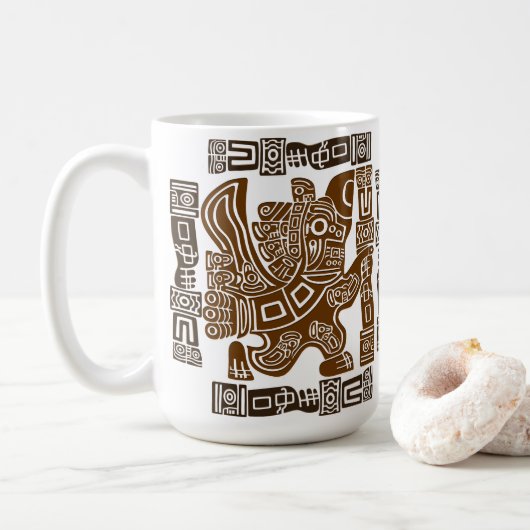 Mug Aztec Eagle Guerrier Tribal Art antique (Avec donut)