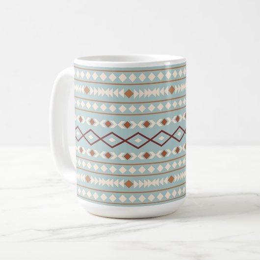 Mug Aztec Forme Gros Motif Rusts Crème Turquoise-Bleu (Devant gauche)
