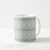 Mug Aztec Formes Motif Rusts Crème Turquoise-Bleu (Devant droit)