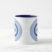 Mug Aztèque Cercle grec Clé Mal Oeil Bleu Bleu (Centre)
