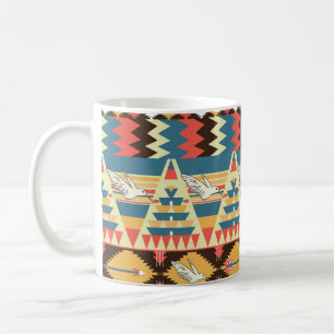 Mug Aztèque coloré : oiseaux, fleurs motif.