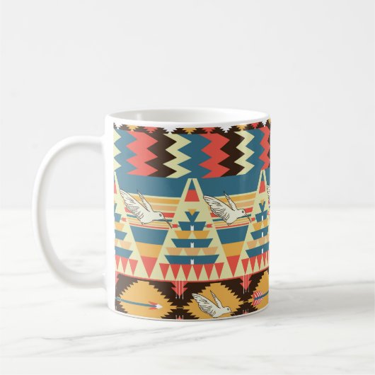 Mug Aztèque coloré : oiseaux, fleurs motif. (Gauche)