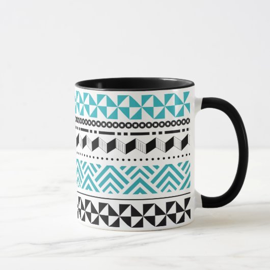 Mug Aztèque moderne géométrique tribal de noir et (Droite)