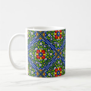 Mug Azul Flor Grande— Azulejo Méditerranéen
