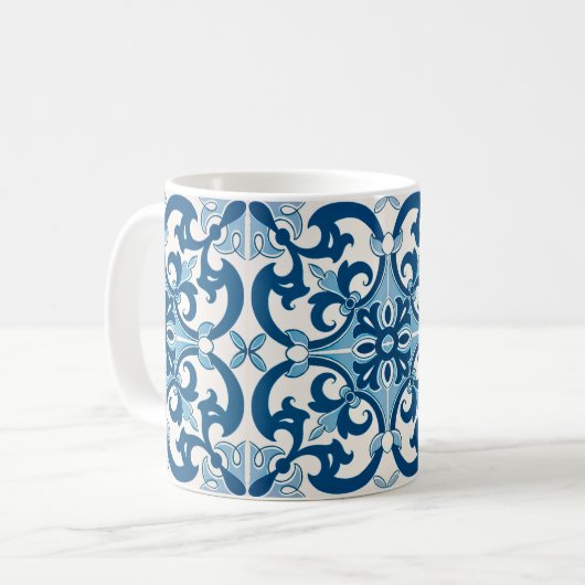 Mug Azulejo Fleur de Lis Style Pattern (Devant gauche)