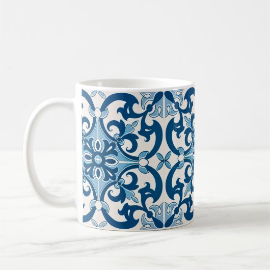 Mug Azulejo Fleur de Lis Style Pattern (Gauche)