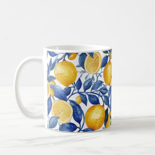 Mug Azulejo Lemons Feuilles bleus #1 (Gauche)