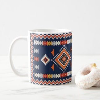 Mug Azure Navy and Terracotta Geometric Tribal