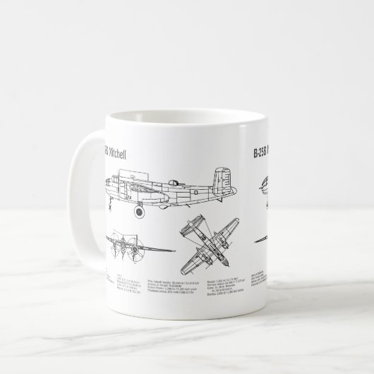 Mug B-25B Mitchell Doolittle - Plan d'avion BD (Devant gauche)