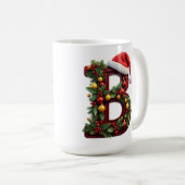 Mug B en lettre rouge décoré pour Noël (Devant droit)