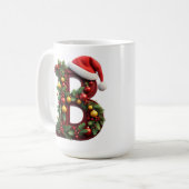 Mug B en lettre rouge décoré pour Noël (Devant gauche)