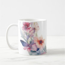 Mug B Fleurs et papillons