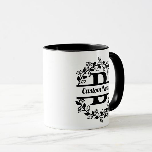 Mug B Floral Monogram Letter (Devant droit)