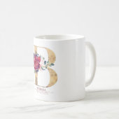 Mug B Monogramme Floral Bourgogne Rouge et Navy Blue (Devant droit)