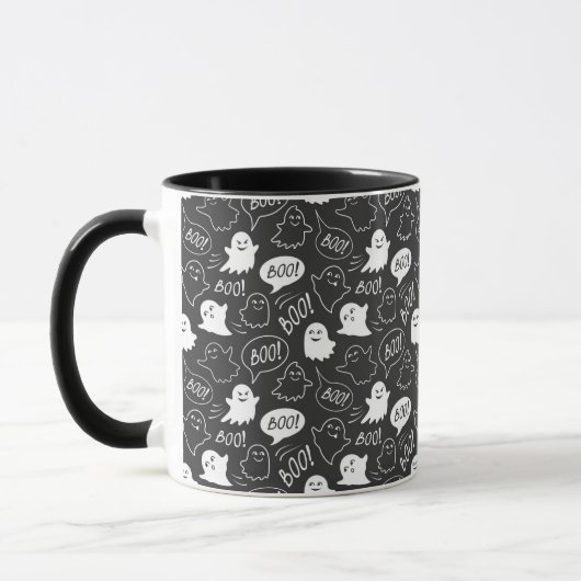 Mug B&W Cute Doodle Halloween Motif (Gauche)