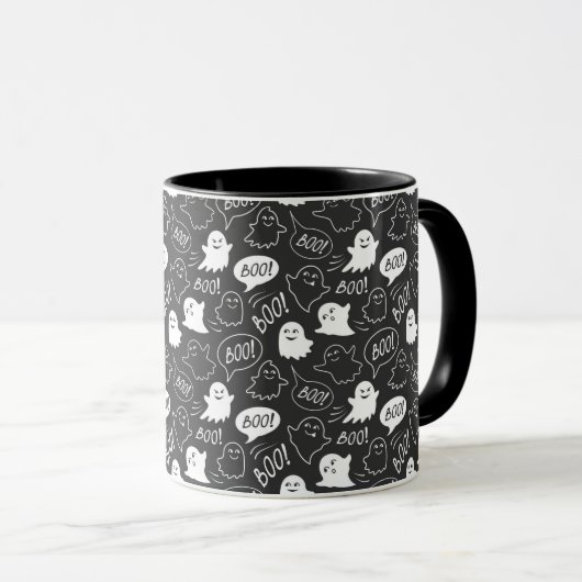 Mug B&W Cute Doodle Halloween Motif (Devant droit)