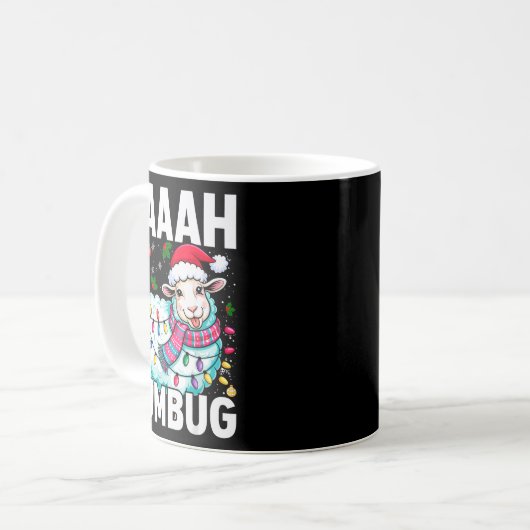 Mug Baaah Humbug Sheep Xmas Lights Funny Anti Christma (Devant gauche)