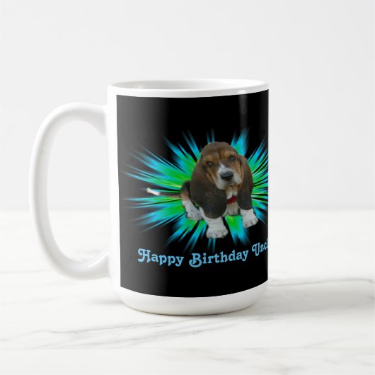Mug Baby Basset Hound Joyeux Anniversaire oncle (Gauche)