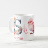 Mug Baby Chien Nom Photo Lettre S Floral Monogramme Oi (Devant gauche)