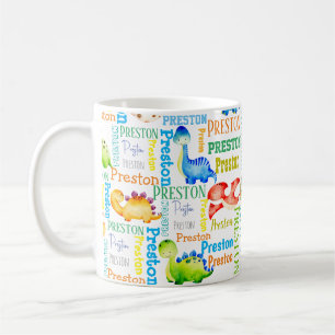 Mug Baby dinosaure nom de garçon personnalisé