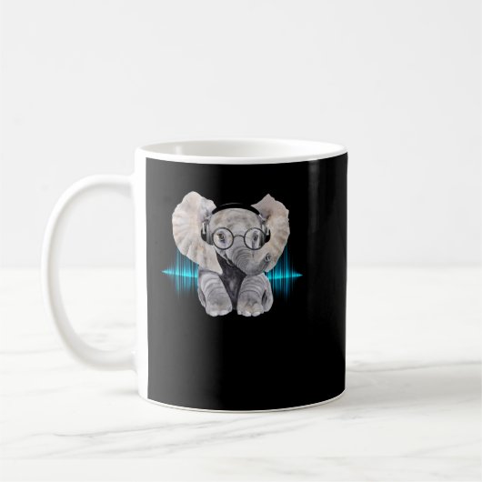 Mug Baby Elephant DJ Portant Casque & Lunettes Cadeau (Gauche)