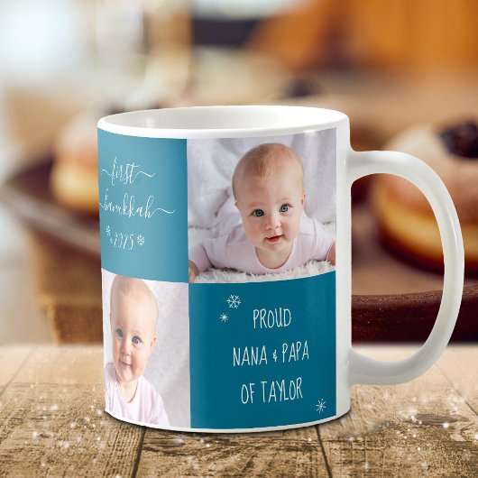 Mug Baby First Hanoukka Grand-parents 2 Photo personna