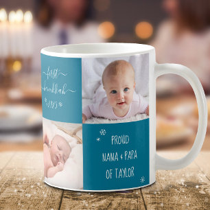 Mug Baby First Hanukkah Grandparents 4 Photo Custom