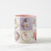 Mug Baby girl first year photo collage script Pink (Centre)