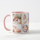 Mug Baby girl first year photo collage script Pink (Gauche)