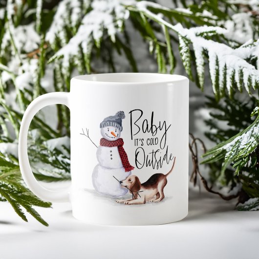 Mug Baby It's Cold Outside Naughty Beagle & Snowman