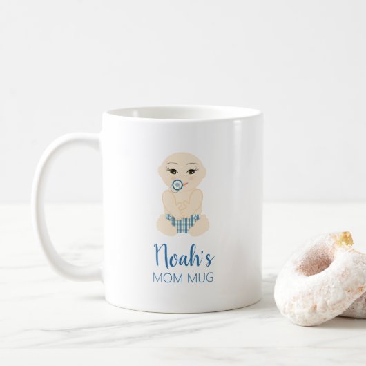 Mug Baby je Vais Illustration in Blue Design (Avec donut)