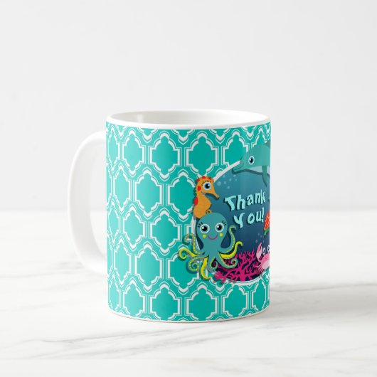 Mug Baby shower Aqua Turquoise Ocean Life (Devant gauche)