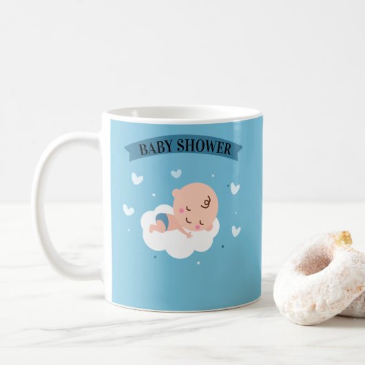 Mug Baby shower Bleu clair Cuit CUSTOM (Avec donut)