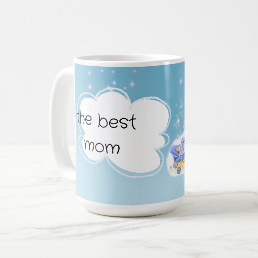 Mug Baby shower. Chat mignon et bébé (Devant gauche)