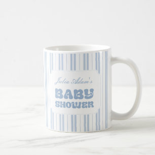 Mug Baby Shower élégant à motif rayé bleu poudre