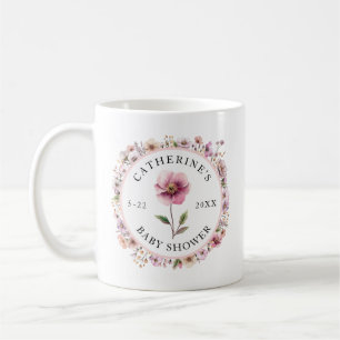 Mug Baby shower Floral Fleur sauvage rose Aquarelle