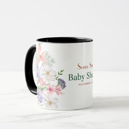 Mug Baby shower floral sauvage (Devant gauche)