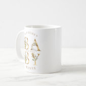 Mug baby shower monogramme or fleuri (Devant gauche)