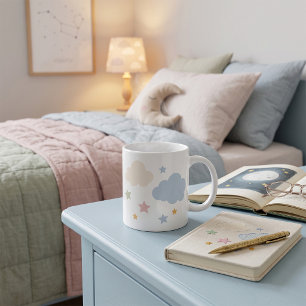 Mug Baby Shower Nuages Pastels et Étoiles