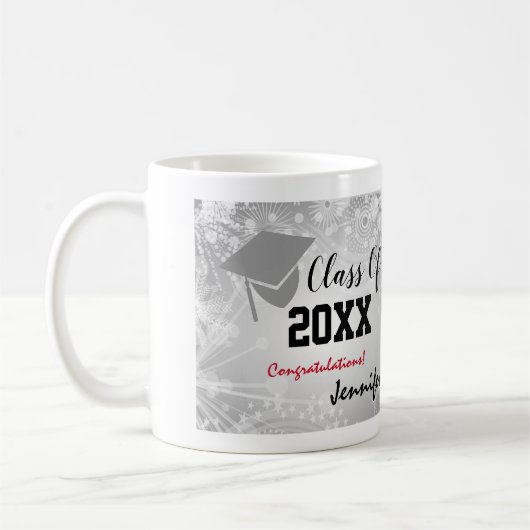 Mug Bac de diplôme, classe Année 20XX fête Argent (Gauche)