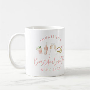 Mug Bachelorette de champagne moderne rose girly élé