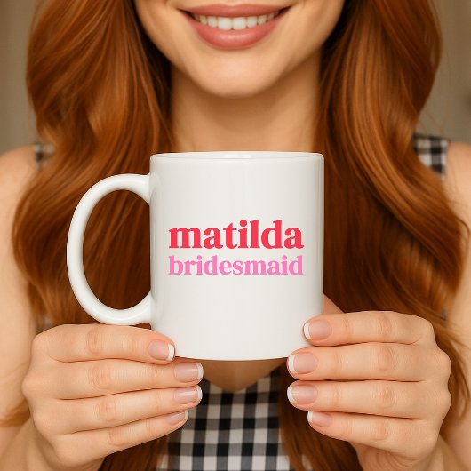 Mug Bachelorette minimaliste rouge et rose